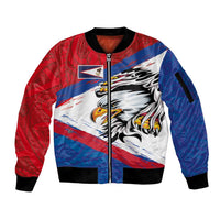 American Samoa Flag Day Sleeve Zip Bomber Jacket Polynesian Art Geometric with Flag Brush Style LT03 Unisex Multicolor - Polynesian Pride
