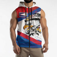 American Samoa Flag Day Sleeveless Zip Hoodie Polynesian Art Geometric with Flag Brush Style LT03 - Polynesian Pride