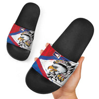American Samoa Flag Day Slide Sandals Polynesian Art Geometric with Flag Brush Style LT03 - Polynesian Pride