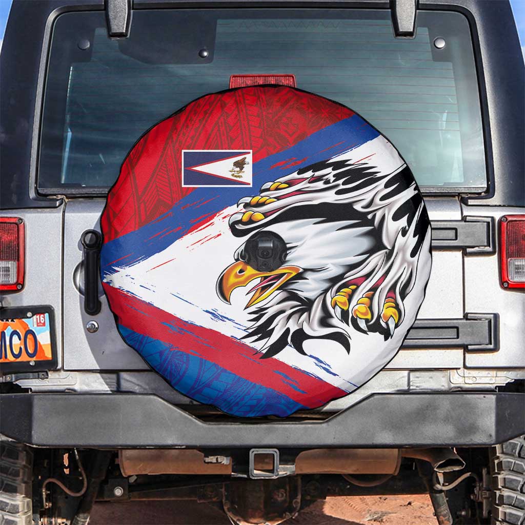 American Samoa Flag Day Spare Tire Cover Polynesian Art Geometric with Flag Brush Style LT03 Multicolor - Polynesian Pride