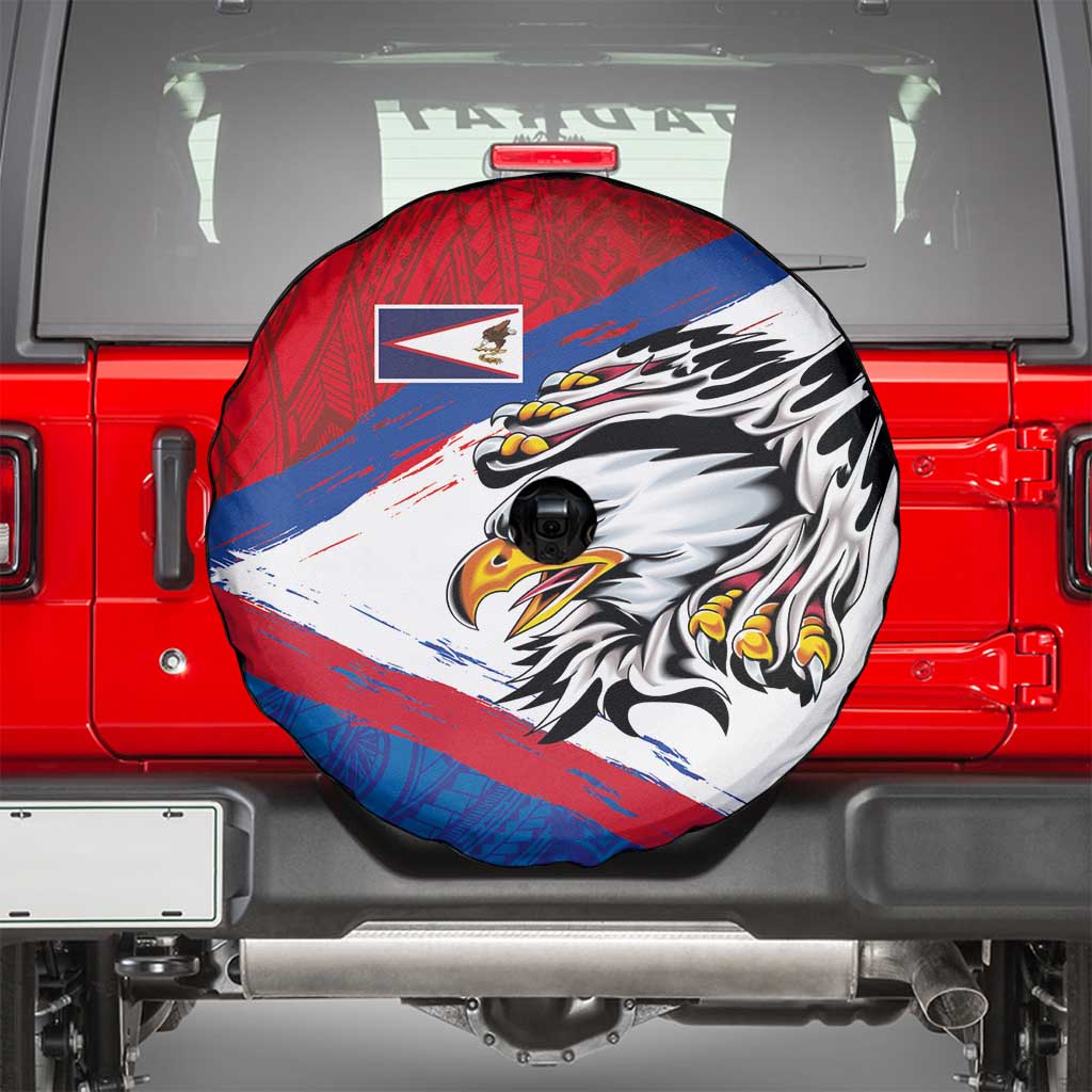 American Samoa Flag Day Spare Tire Cover Polynesian Art Geometric with Flag Brush Style LT03 - Polynesian Pride