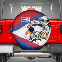 American Samoa Flag Day Spare Tire Cover Polynesian Art Geometric with Flag Brush Style LT03 - Polynesian Pride