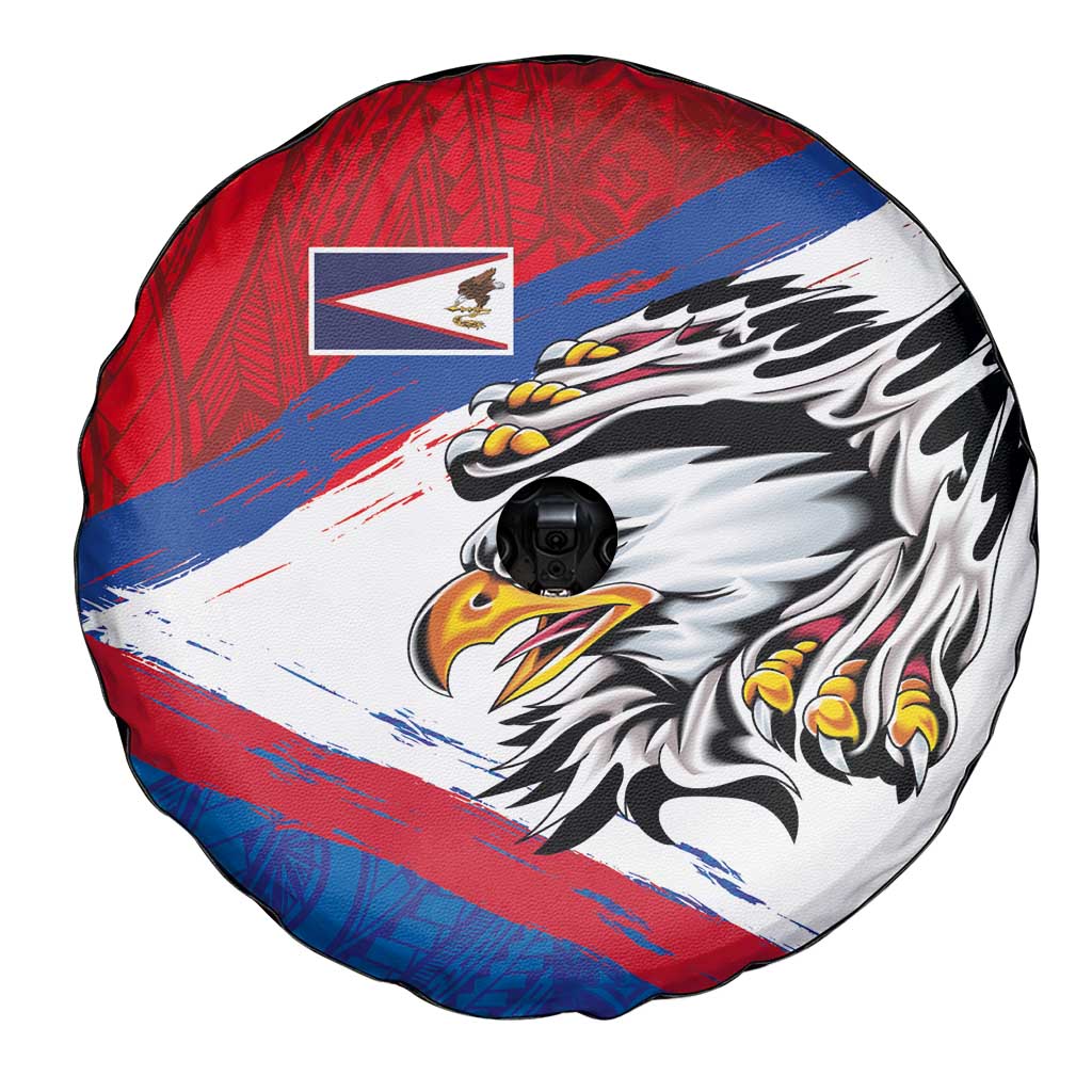 American Samoa Flag Day Spare Tire Cover Polynesian Art Geometric with Flag Brush Style LT03 - Polynesian Pride
