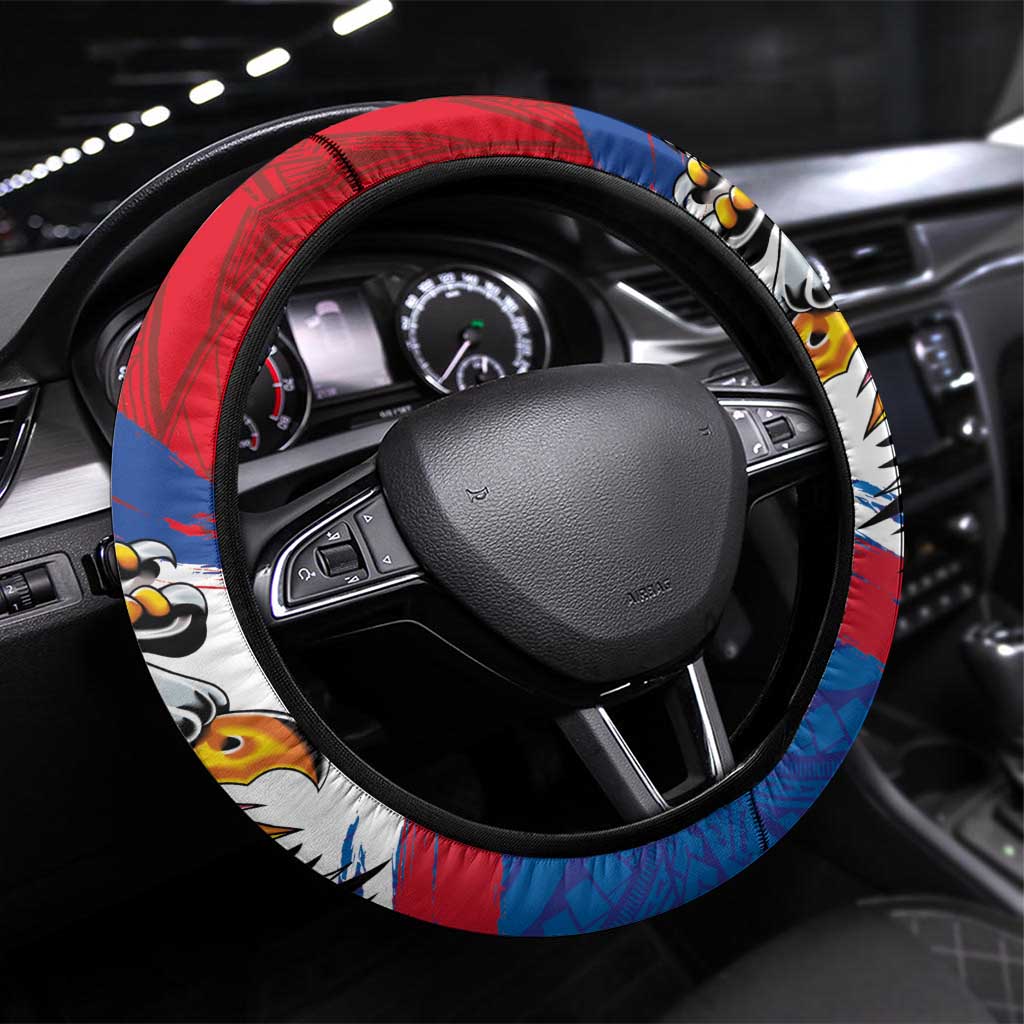 American Samoa Flag Day Steering Wheel Cover Polynesian Art Geometric with Flag Brush Style LT03 Universal Fit Multicolor - Polynesian Pride