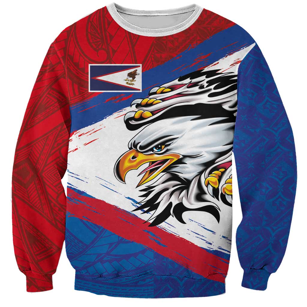 American Samoa Flag Day Sweatshirt Polynesian Art Geometric with Flag Brush Style LT03 Unisex Multicolor - Polynesian Pride