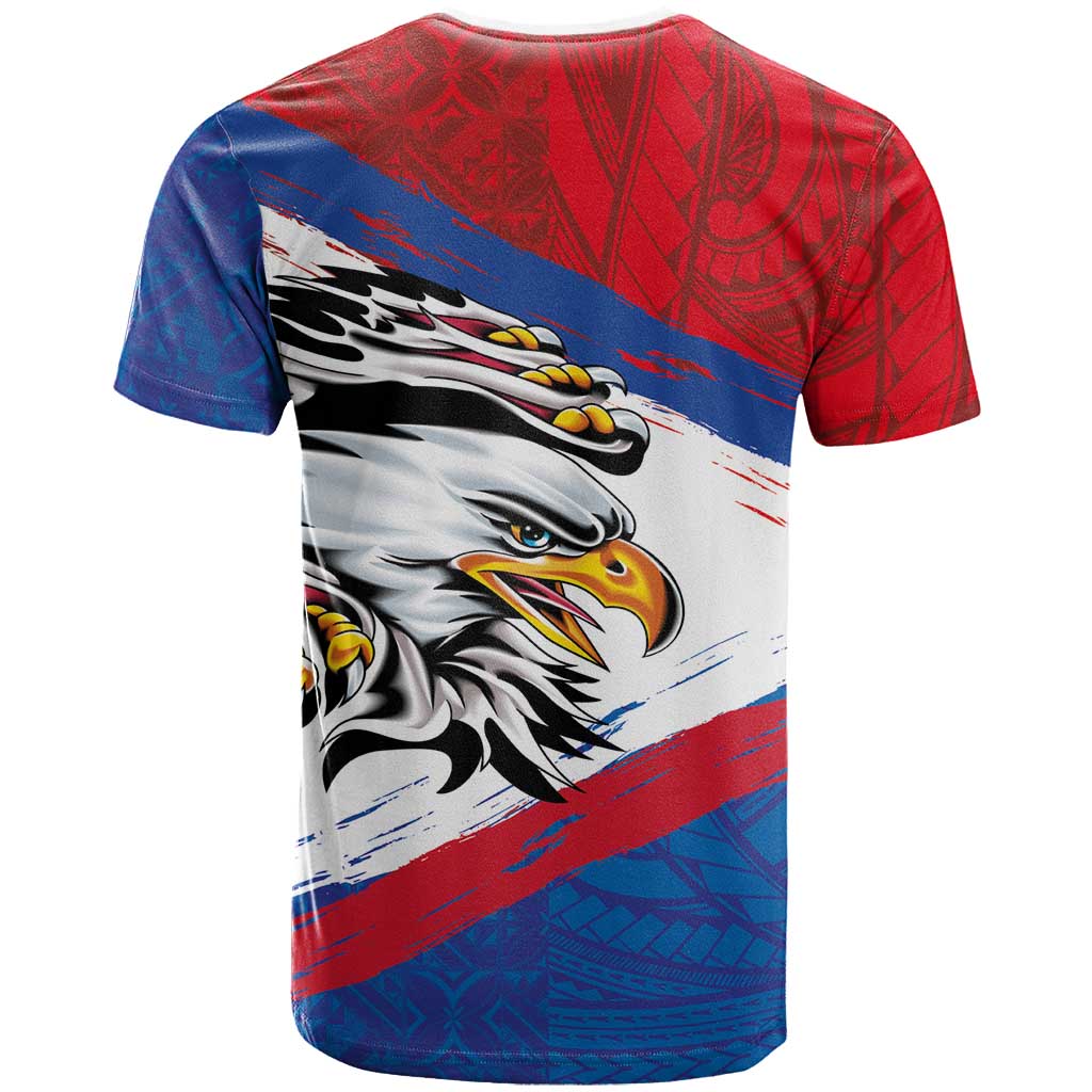 American Samoa Flag Day T Shirt Polynesian Art Geometric with Flag Brush Style LT03 - Polynesian Pride