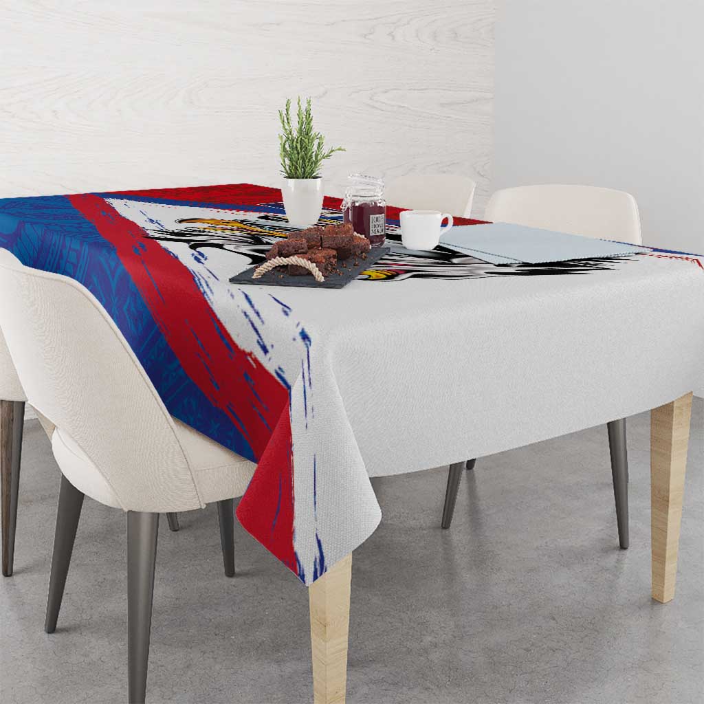 American Samoa Flag Day Tablecloth Polynesian Art Geometric with Flag Brush Style LT03 - Polynesian Pride