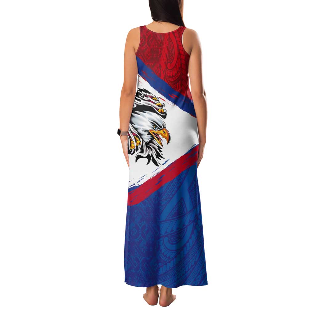 American Samoa Flag Day Tank Maxi Dress Polynesian Art Geometric with Flag Brush Style LT03 - Polynesian Pride