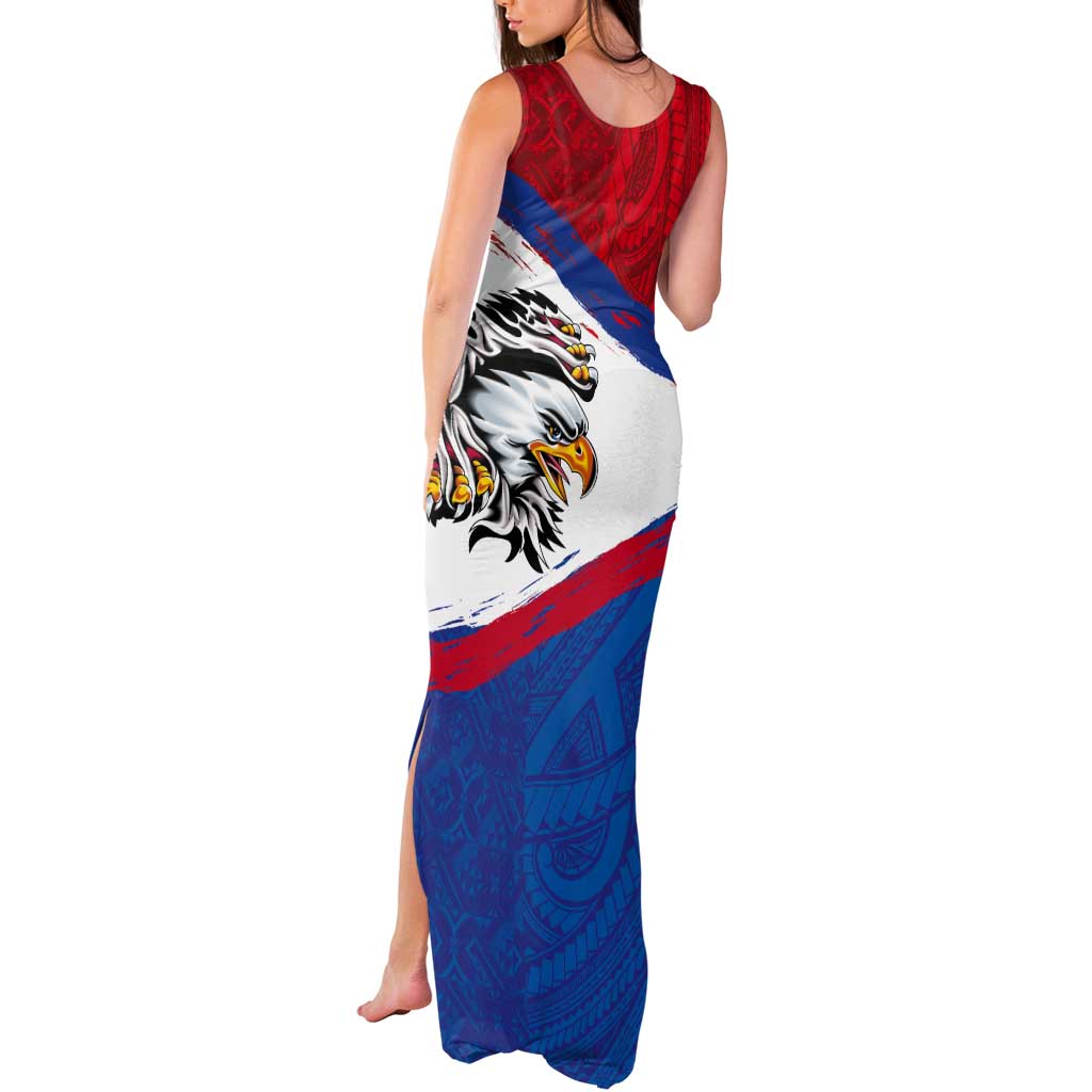 American Samoa Flag Day Tank Maxi Dress Polynesian Art Geometric with Flag Brush Style LT03 - Polynesian Pride