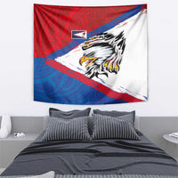 American Samoa Flag Day Tapestry Polynesian Art Geometric with Flag Brush Style LT03 - Polynesian Pride