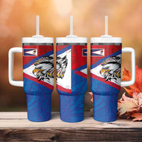 American Samoa Flag Day Tumbler With Handle Polynesian Art Geometric with Flag Brush Style LT03 - Polynesian Pride
