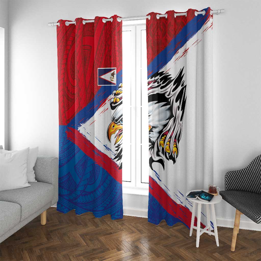 American Samoa Flag Day Window Curtain Polynesian Art Geometric with Flag Brush Style LT03 With Grommets Multicolor - Polynesian Pride
