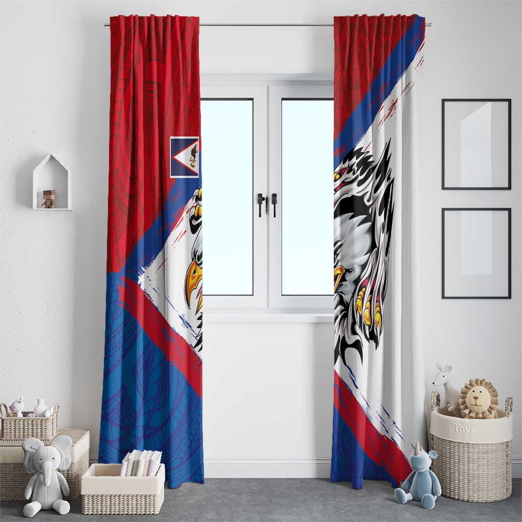 American Samoa Flag Day Window Curtain Polynesian Art Geometric with Flag Brush Style LT03 - Polynesian Pride