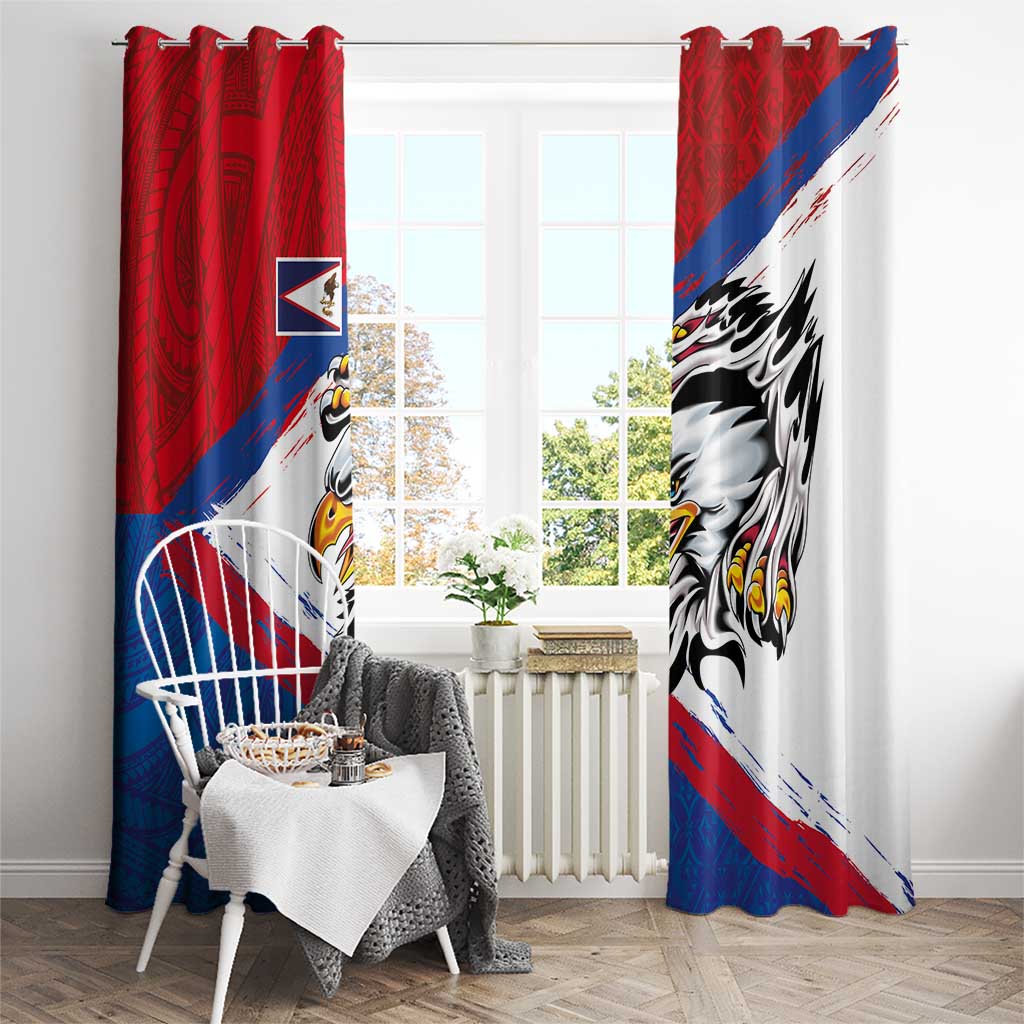 American Samoa Flag Day Window Curtain Polynesian Art Geometric with Flag Brush Style LT03 - Polynesian Pride