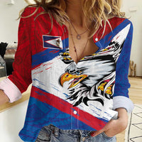 American Samoa Flag Day Women Casual Shirt Polynesian Art Geometric with Flag Brush Style LT03 Female Multicolor - Polynesian Pride