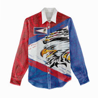 American Samoa Flag Day Women Casual Shirt Polynesian Art Geometric with Flag Brush Style LT03 - Polynesian Pride