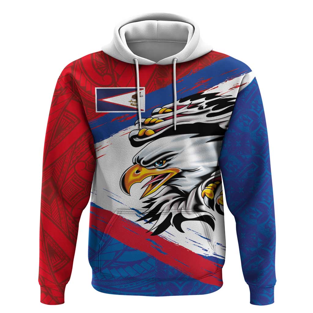 American Samoa Flag Day Zip Hoodie Polynesian Art Geometric with Flag Brush Style LT03 Pullover Hoodie Multicolor - Polynesian Pride