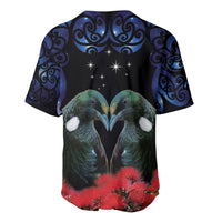 New Zealand Maori Matariki Baseball Jersey Hongi Tui Bird Pohutukawa and Polynesia Tribal