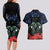 New Zealand Maori Matariki Couples Matching Long Sleeve Bodycon Dress and Hawaiian Shirt Hongi Tui Bird Pohutukawa and Polynesia Tribal