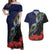 New Zealand Maori Hongi Culture Couples Matching Off Shoulder Maxi Dress and Hawaiian Shirt Tui Bird Pohutukawa and Polynesian Pattern