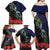 New Zealand Maori Hongi Culture Family Matching Off Shoulder Maxi Dress and Hawaiian Shirt Tui Bird Pohutukawa and Polynesian Pattern