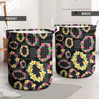 Hawaiian Kakau Tattoo Leis and Palaka Pattern Laundry Basket Traditional Aloha Tribal Black Color LT03 - Polynesian Pride
