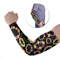 Hawaiian Kakau Tattoo Leis and Palaka Pattern Arm Sleeves Traditional Aloha Tribal Black Color