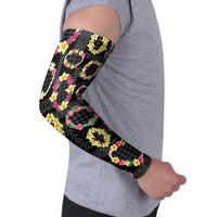 Hawaiian Kakau Tattoo Leis and Palaka Pattern Arm Sleeves Traditional Aloha Tribal Black Color