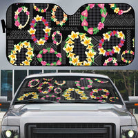 Hawaiian Kakau Tattoo Leis and Palaka Pattern Auto Sun Shade Traditional Aloha Tribal Black Color LT03 Black - Polynesian Pride