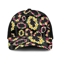 Hawaiian Kakau Tattoo Leis and Palaka Pattern Baseball Net Cap Traditional Aloha Tribal Black Color LT03 One Size Black Black - Polynesian Pride
