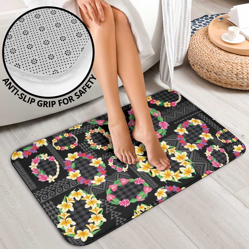 Hawaiian Kakau Tattoo Leis and Palaka Pattern Bathroom Set Traditional Aloha Tribal Black Color LT03 - Polynesian Pride
