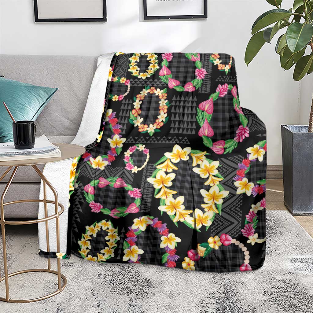 Hawaiian Kakau Tattoo Leis and Palaka Pattern Blanket Traditional Aloha Tribal Black Color LT03 - Polynesian Pride