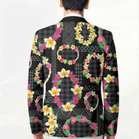 Hawaiian Kakau Tattoo Leis and Palaka Pattern Blazer Traditional Aloha Tribal Black Color LT03 - Polynesian Pride