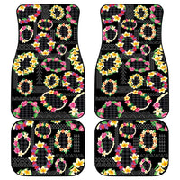 Hawaiian Kakau Tattoo Leis and Palaka Pattern Car Mats Traditional Aloha Tribal Black Color LT03 - Polynesian Pride