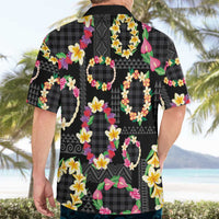 Hawaiian Kakau Tattoo Leis and Palaka Pattern Hawaiian Shirt Traditional Aloha Tribal Black Color