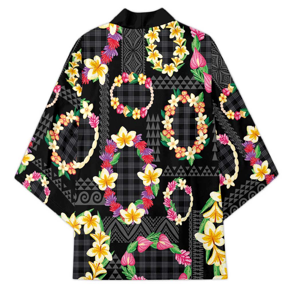 Hawaiian Kakau Tattoo Leis and Palaka Pattern Kimono Traditional Aloha Tribal Black Color LT03 - Polynesian Pride