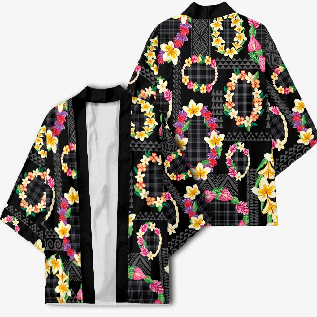 Hawaiian Kakau Tattoo Leis and Palaka Pattern Kimono Traditional Aloha Tribal Black Color LT03 - Polynesian Pride