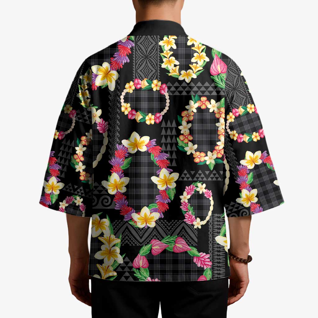 Hawaiian Kakau Tattoo Leis and Palaka Pattern Kimono Traditional Aloha Tribal Black Color LT03 - Polynesian Pride
