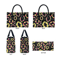 Hawaiian Kakau Tattoo Leis and Palaka Pattern Leather Bag Traditional Aloha Tribal Black Color LT03 - Polynesian Pride