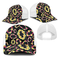 Hawaiian Kakau Tattoo Leis and Palaka Pattern Mesh Trucker Cap Traditional Aloha Tribal Black Color LT03 - Polynesian Pride