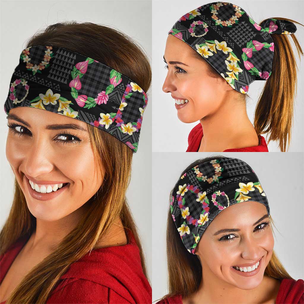 Hawaiian Kakau Tattoo Leis and Palaka Pattern Neck Gaiter Traditional Aloha Tribal Black Color LT03 - Polynesian Pride