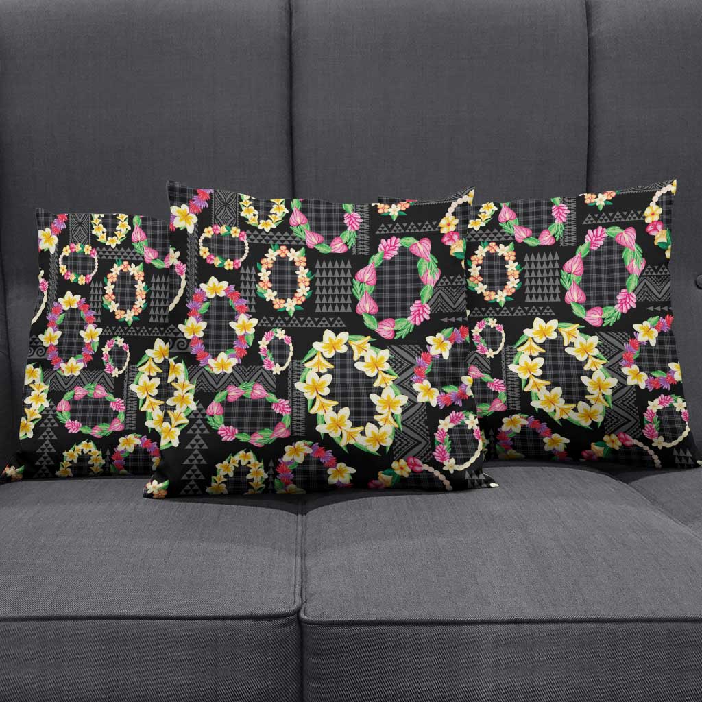 Hawaiian Kakau Tattoo Leis and Palaka Pattern Pillow Cover Traditional Aloha Tribal Black Color LT03 - Polynesian Pride