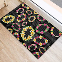 Hawaiian Kakau Tattoo Leis and Palaka Pattern Rubber Doormat Traditional Aloha Tribal Black Color LT03 - Polynesian Pride