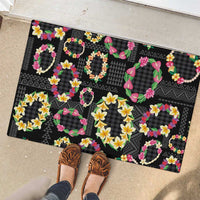 Hawaiian Kakau Tattoo Leis and Palaka Pattern Rubber Doormat Traditional Aloha Tribal Black Color LT03 - Polynesian Pride