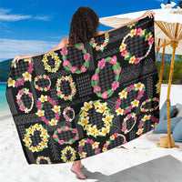 Hawaiian Kakau Tattoo Leis and Palaka Pattern Sarong Traditional Aloha Tribal Black Color LT03 One Size 44 x 66 inches Black - Polynesian Pride