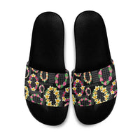 Hawaiian Kakau Tattoo Leis and Palaka Pattern Slide Sandals Traditional Aloha Tribal Black Color LT03 Black - Polynesian Pride