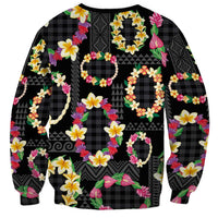 Hawaiian Kakau Tattoo Leis and Palaka Pattern Sweatshirt Traditional Aloha Tribal Black Color LT03 - Polynesian Pride