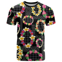 Hawaiian Kakau Tattoo Leis and Palaka Pattern T Shirt Traditional Aloha Tribal Black Color LT03 Black - Polynesian Pride