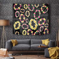 Hawaiian Kakau Tattoo Leis and Palaka Pattern Tapestry Traditional Aloha Tribal Black Color LT03 Black - Polynesian Pride