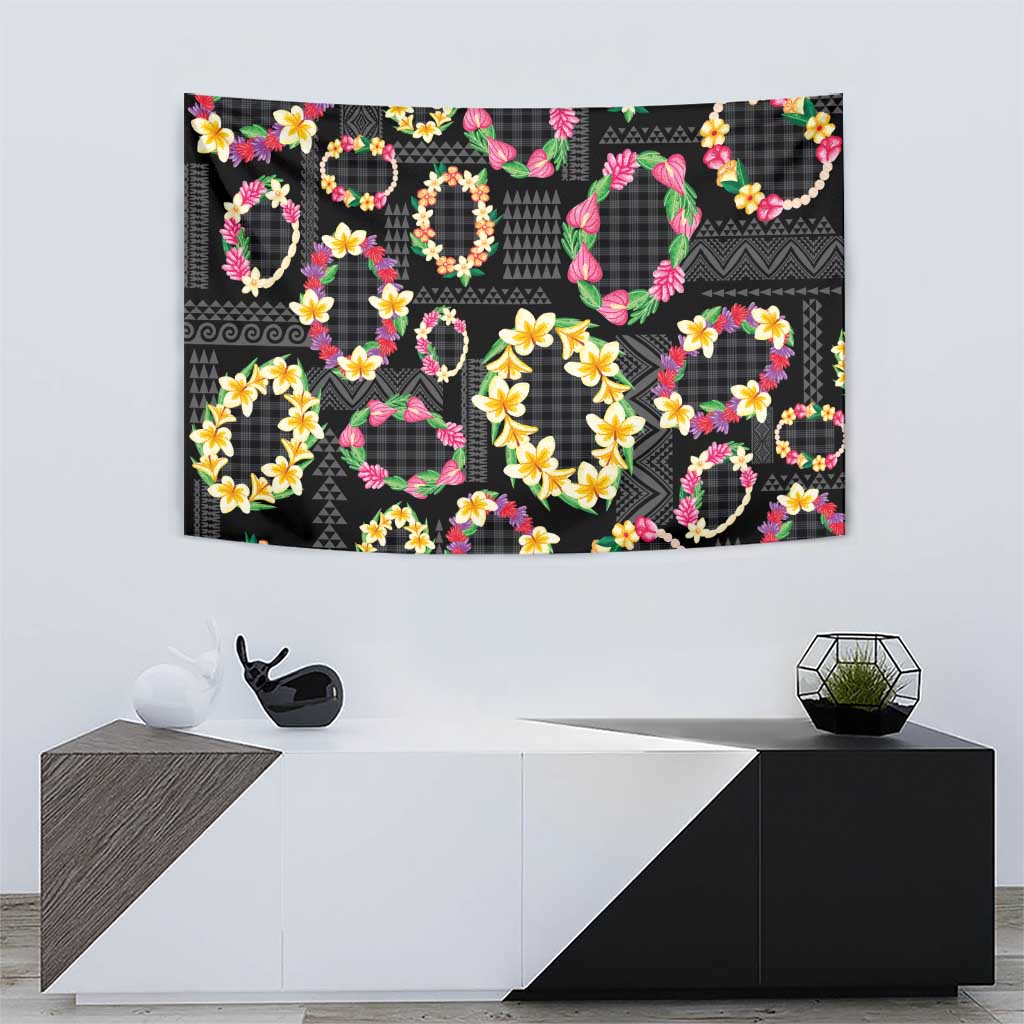 Hawaiian Kakau Tattoo Leis and Palaka Pattern Tapestry Traditional Aloha Tribal Black Color LT03 - Polynesian Pride